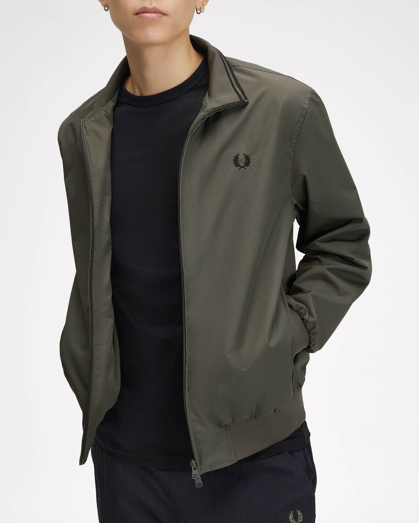 Fred Perry Mens Brentham Jacket - Field Green 148, open