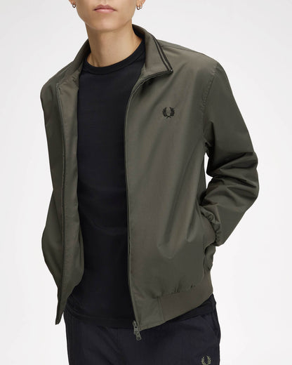 Fred Perry Mens Brentham Jacket - Field Green 148, open