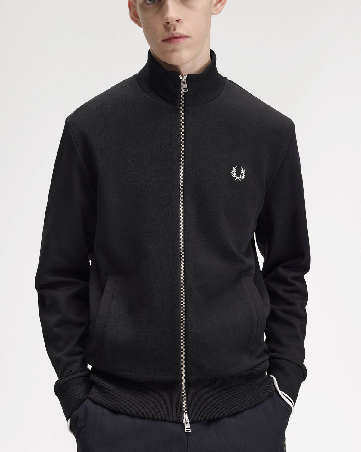 Fred Perry Mens Zip Through Sweatshirt - Black 102 front 2