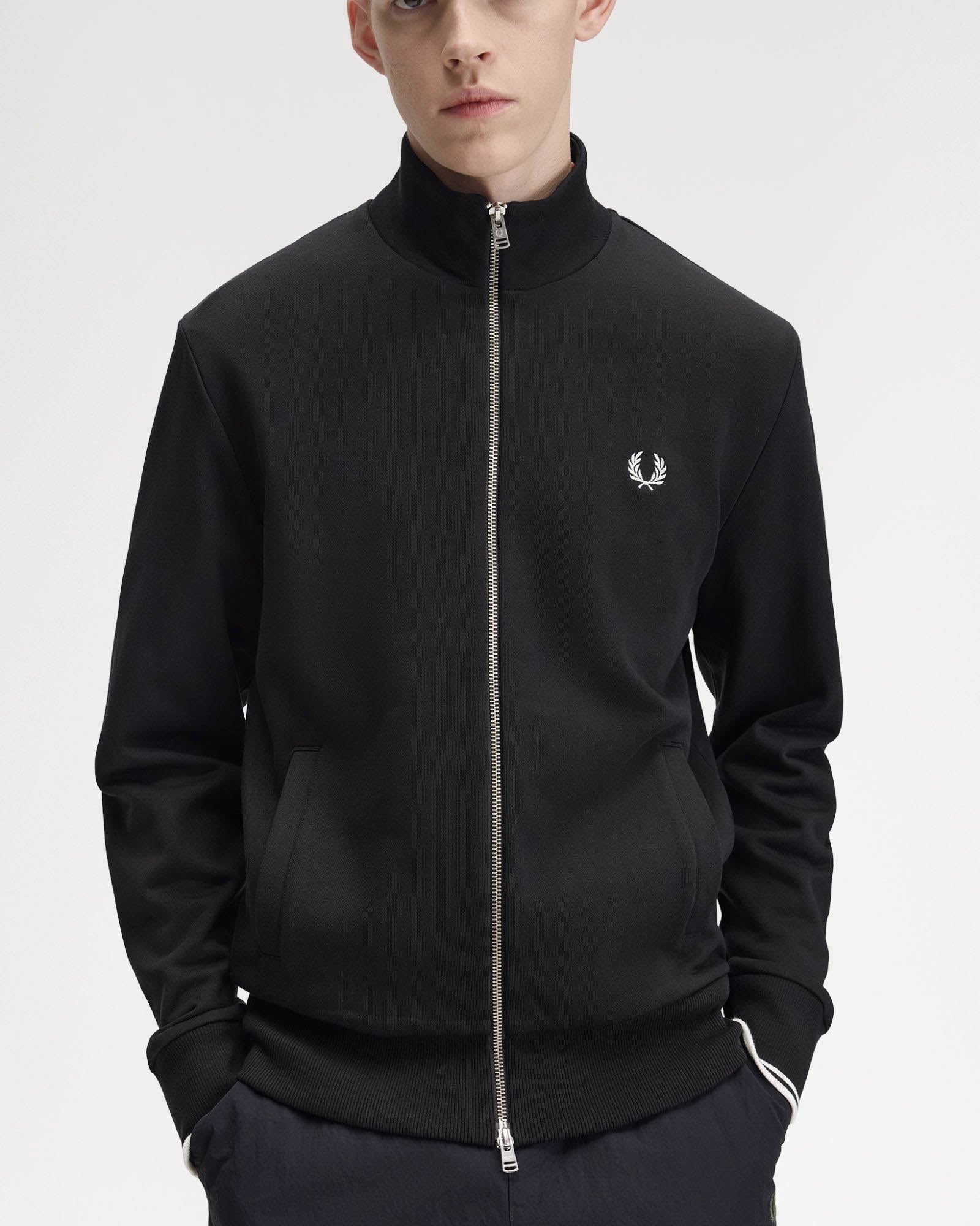 Fred Perry Mens Zip Through Sweatshirt - Black 102 front 2