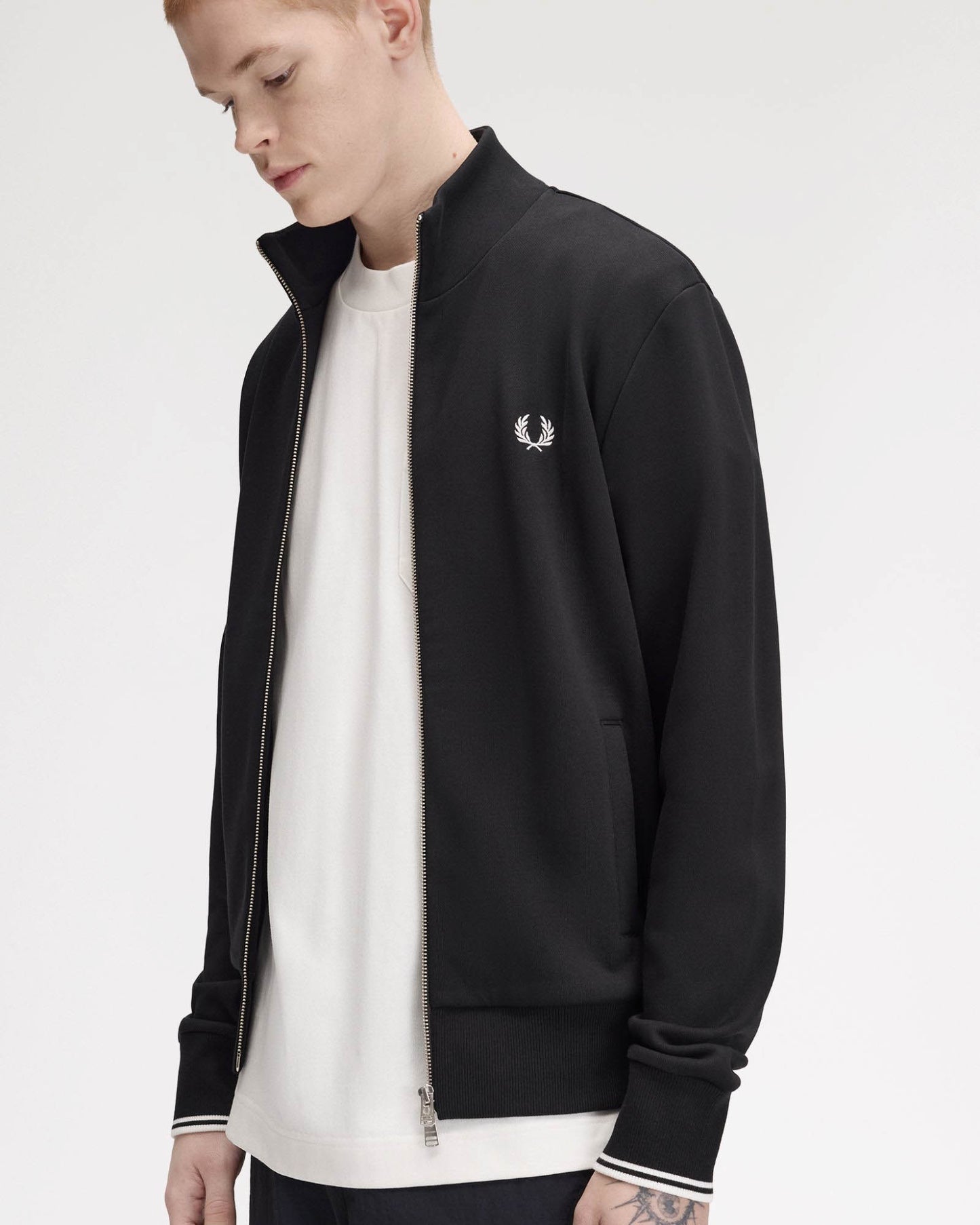 Fred Perry Mens Zip Through Sweatshirt - Black 102 open