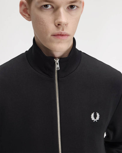 Fred Perry Mens Zip Through Sweatshirt - Black 102 collar and logo detail