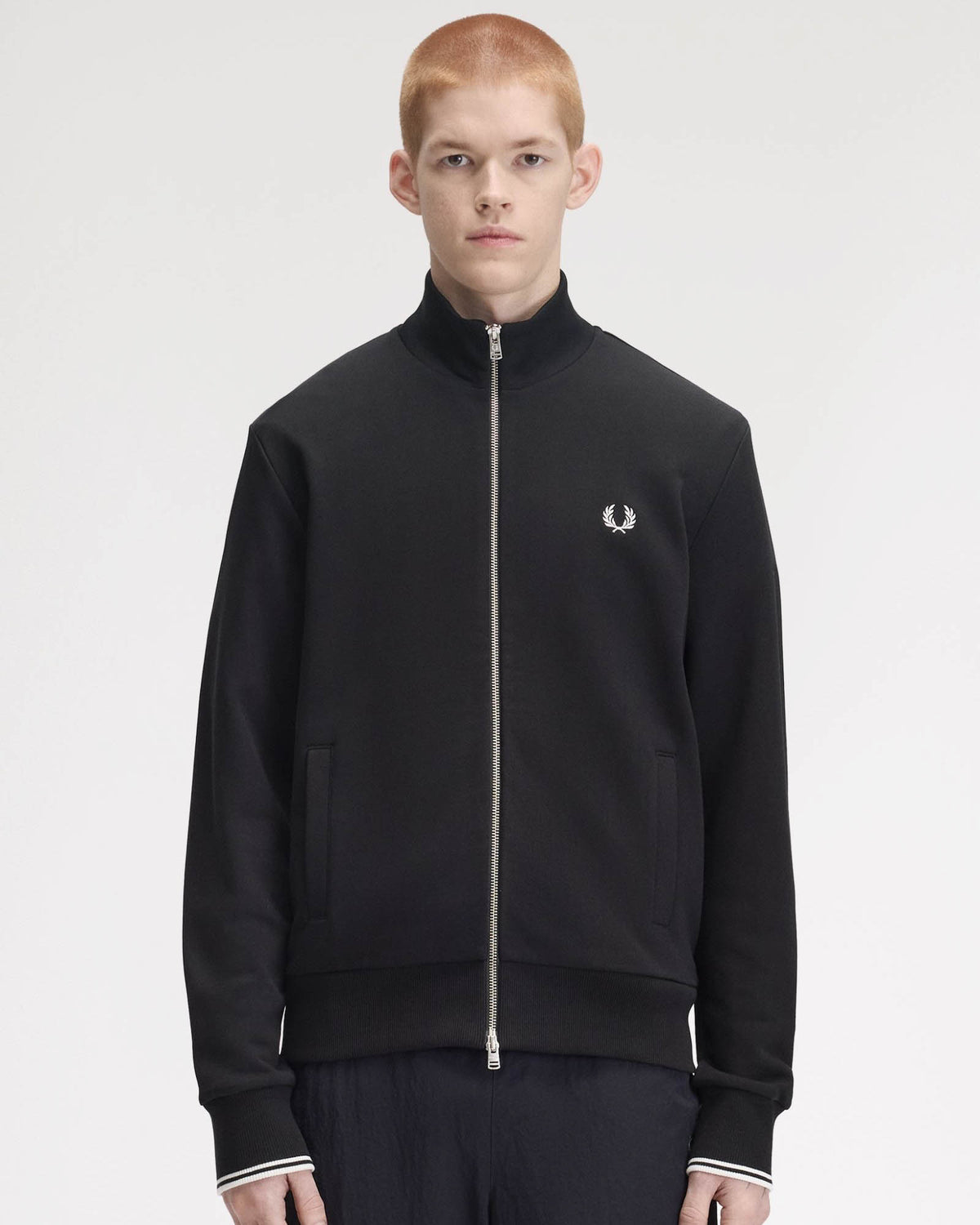 Fred Perry Mens Zip Through Sweatshirt - Black 102 front