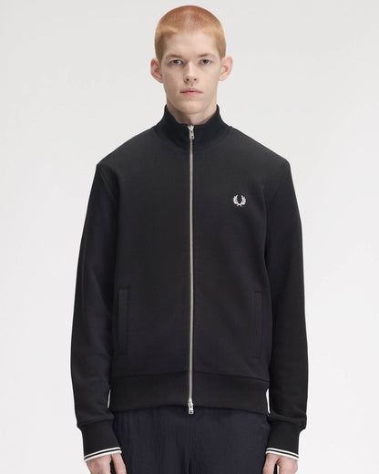 Fred Perry Mens Zip Through Sweatshirt - Black 102 front
