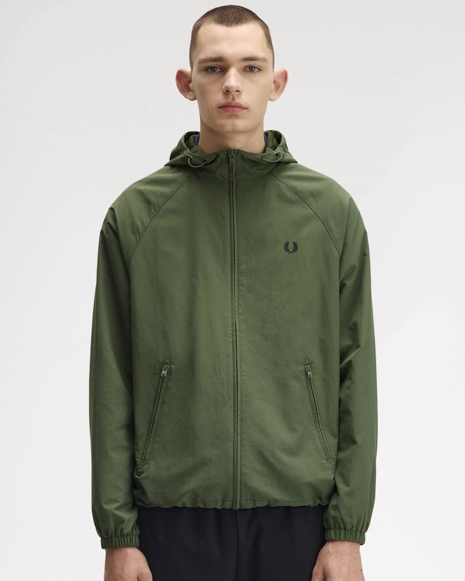 Fred Perry Mens Hooded Shell Jacket - Laurel Wreath Green W19 – CHO