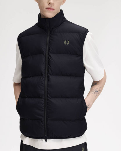 Fred Perry Mens Padded Gilet - Black 184 front 3