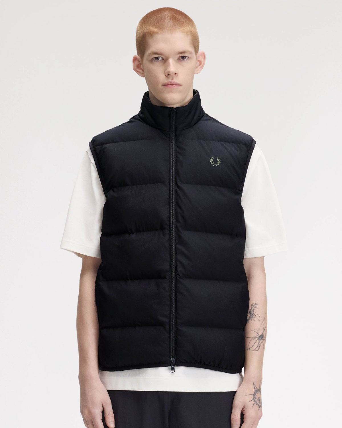 Fred Perry Mens Padded Gilet - Black 184 front