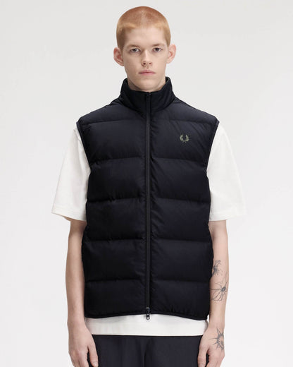 Fred Perry Mens Padded Gilet - Black 184 front