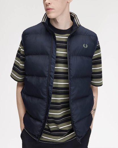 Fred Perry Mens Padded Gilet - Dark Airforce 46B, front open
