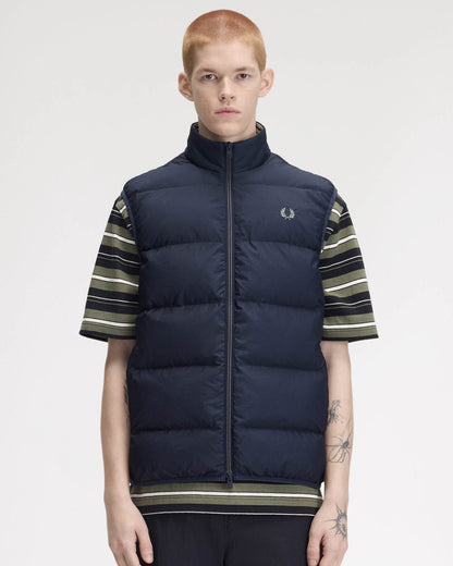 Fred Perry Mens Padded Gilet - Dark Airforce 46B, front