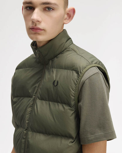 Fred Perry Mens Padded Gilet - Laurel Wreath Green X21