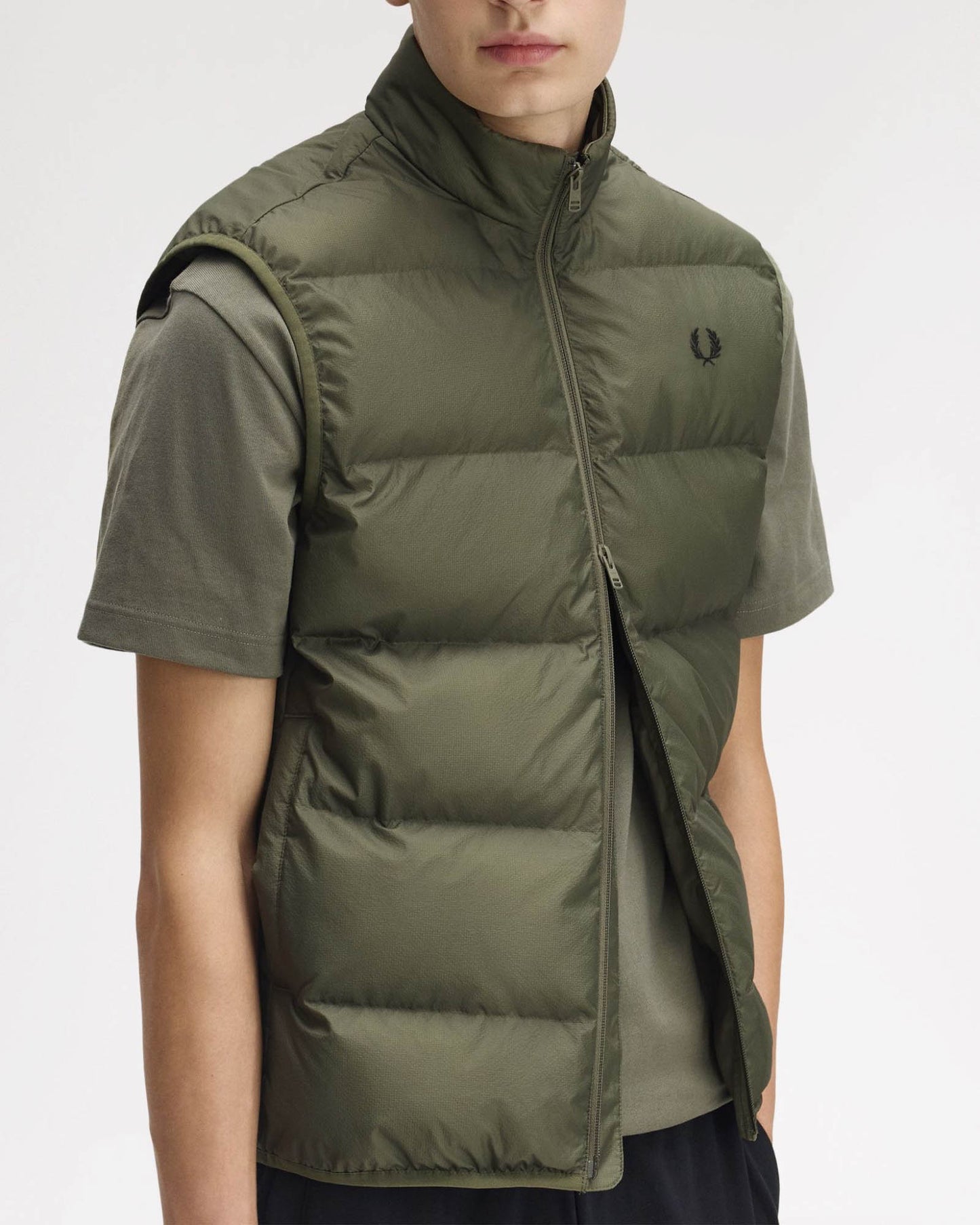 Fred Perry Mens Padded Gilet - Laurel Wreath Green X21