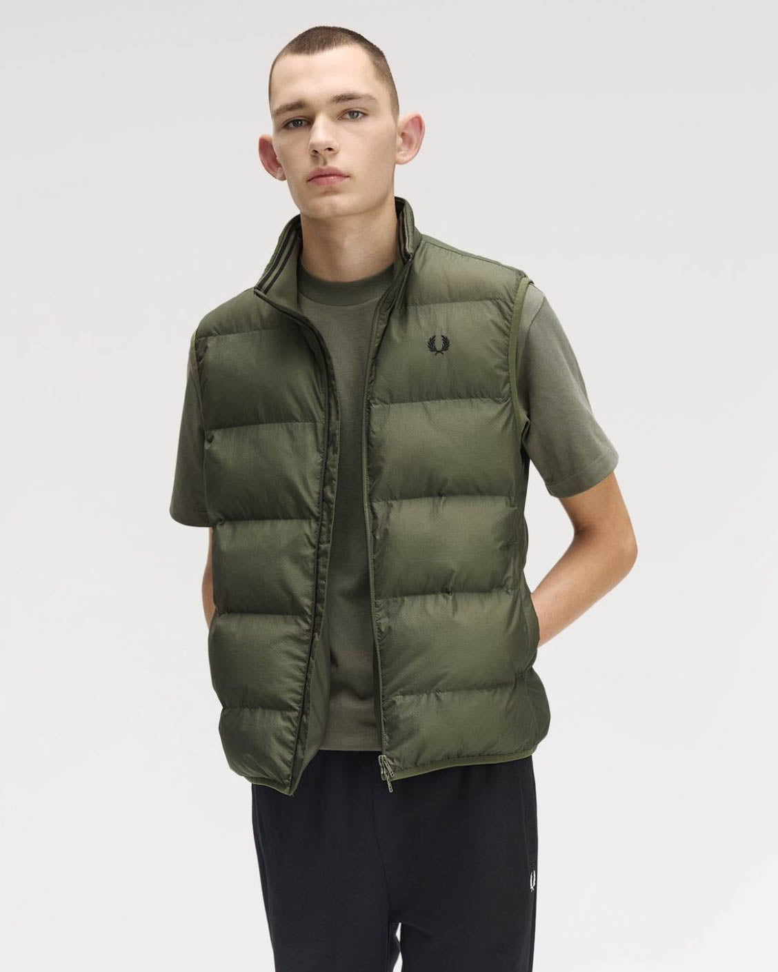 Fred Perry Mens Padded Gilet - Laurel Wreath Green X21