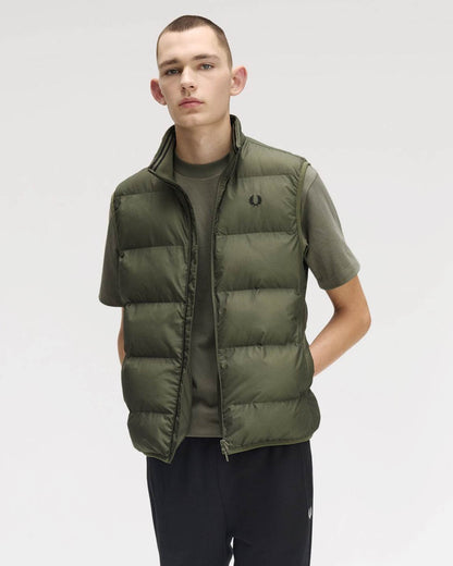 Fred Perry Mens Padded Gilet - Laurel Wreath Green X21