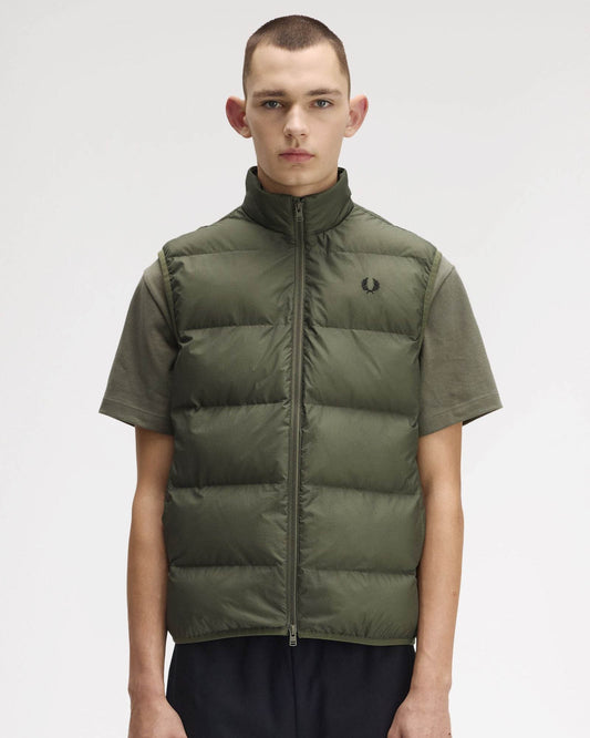 Fred Perry Mens Padded Gilet - Laurel Wreath Green X21