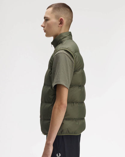 Fred Perry Mens Padded Gilet - Laurel Wreath Green X21