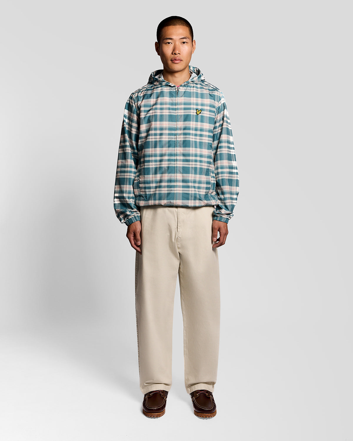 Lyle & Scott Tartan Hooded Mens Zip Through Jacket - W130 Everglade | CHO | Designer Mens Light Jackets