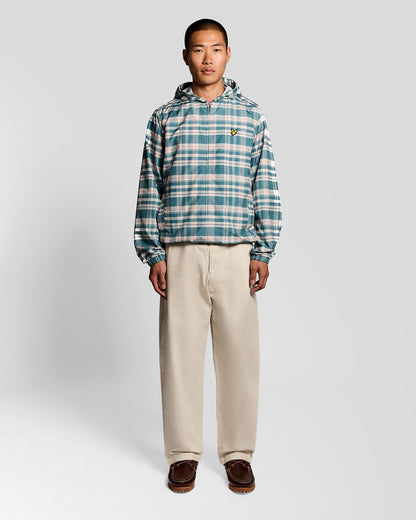 Lyle & Scott Tartan Hooded Mens Zip Through Jacket - W130 Everglade | CHO | Designer Mens Light Jackets