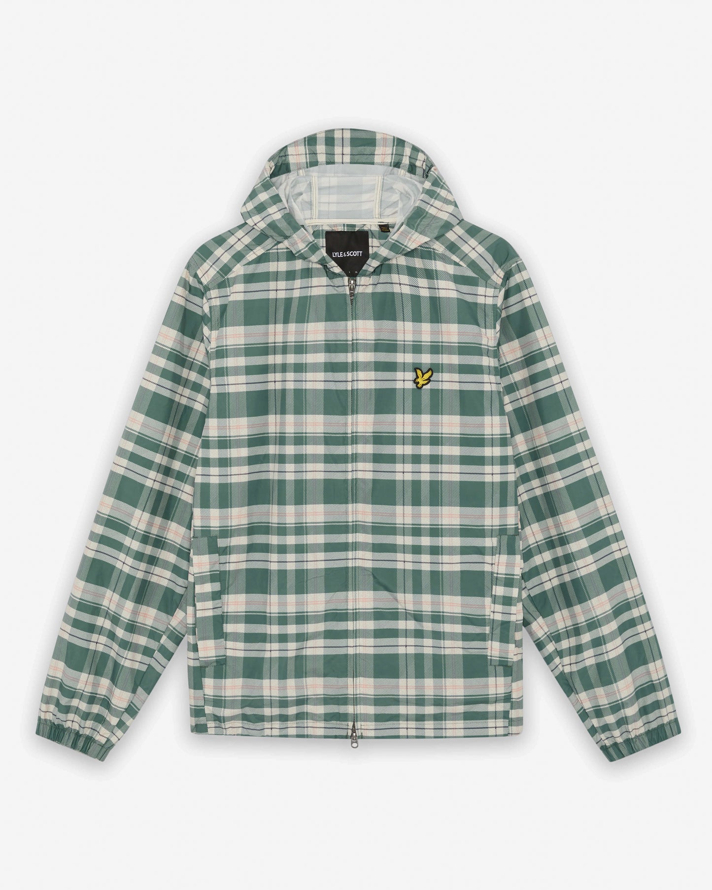 Lyle & Scott Tartan Hooded Mens Zip Through Jacket - W130 Everglade | CHO | Designer Mens Light Jackets