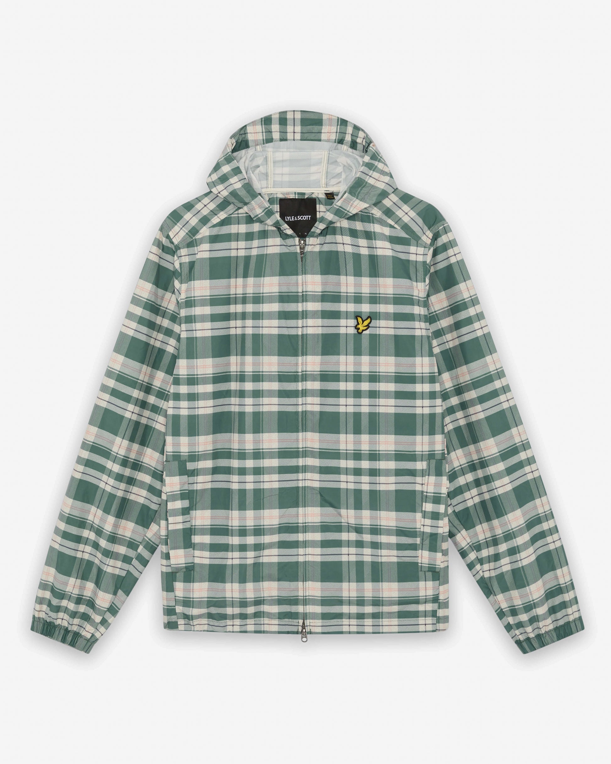 Lyle & Scott Tartan Hooded Mens Zip Through Jacket - W130 Everglade | CHO | Designer Mens Light Jackets