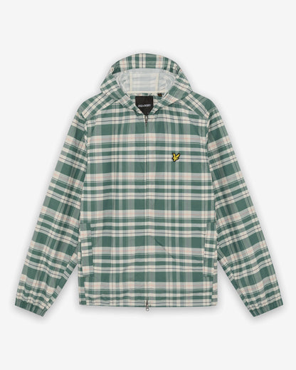 Lyle & Scott Tartan Hooded Mens Zip Through Jacket - W130 Everglade | CHO | Designer Mens Light Jackets