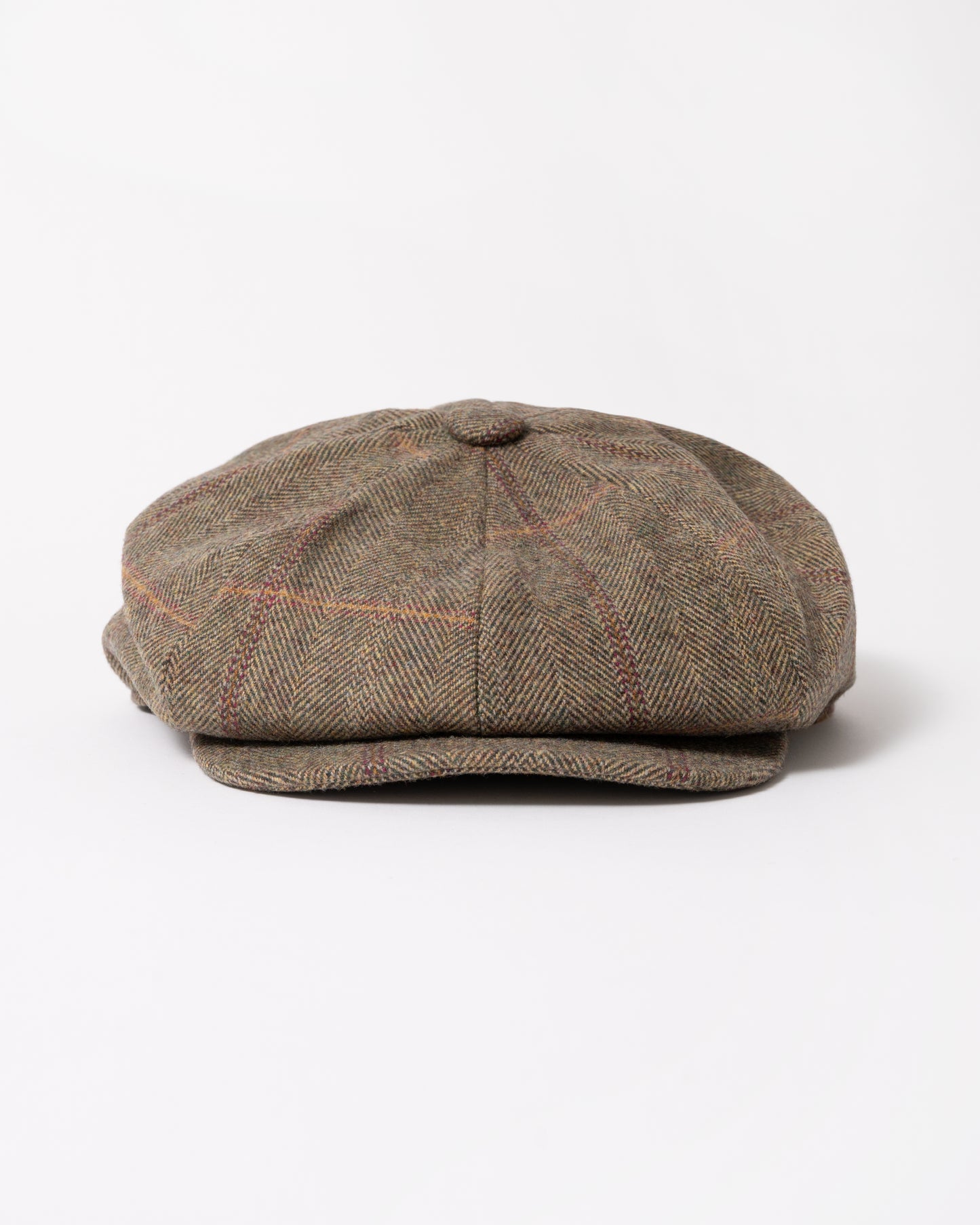 front of a Joules Harrogate Womens Tweed Cap in Khaki Tweed