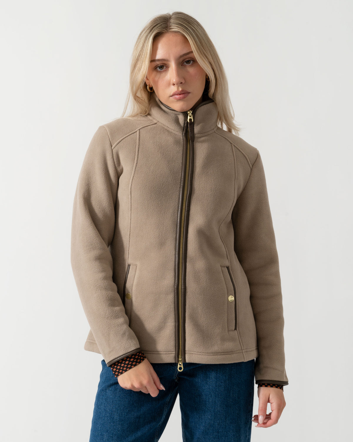 Main of the Joules Heritage Full Zip Womens Fleece - Mink Brown