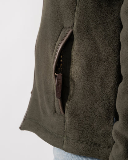 close up pocket detail of a Joules Mens Heritage Full Zip Fleece in Dark Green