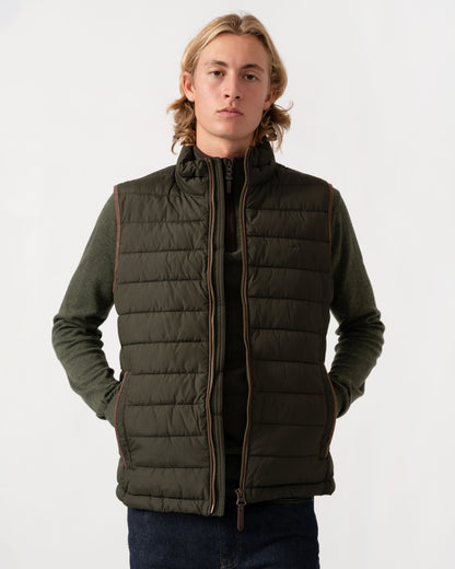 Front of the Joules Mens Heritage Padded Gilet - Green