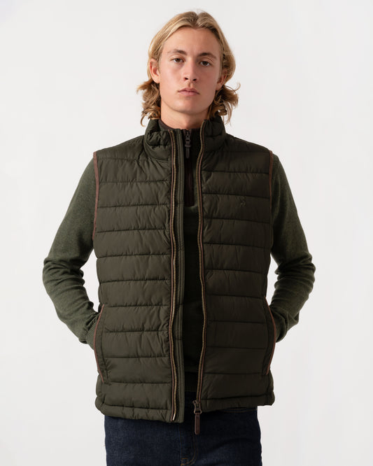 Front of the Joules Mens Heritage Padded Gilet - Green