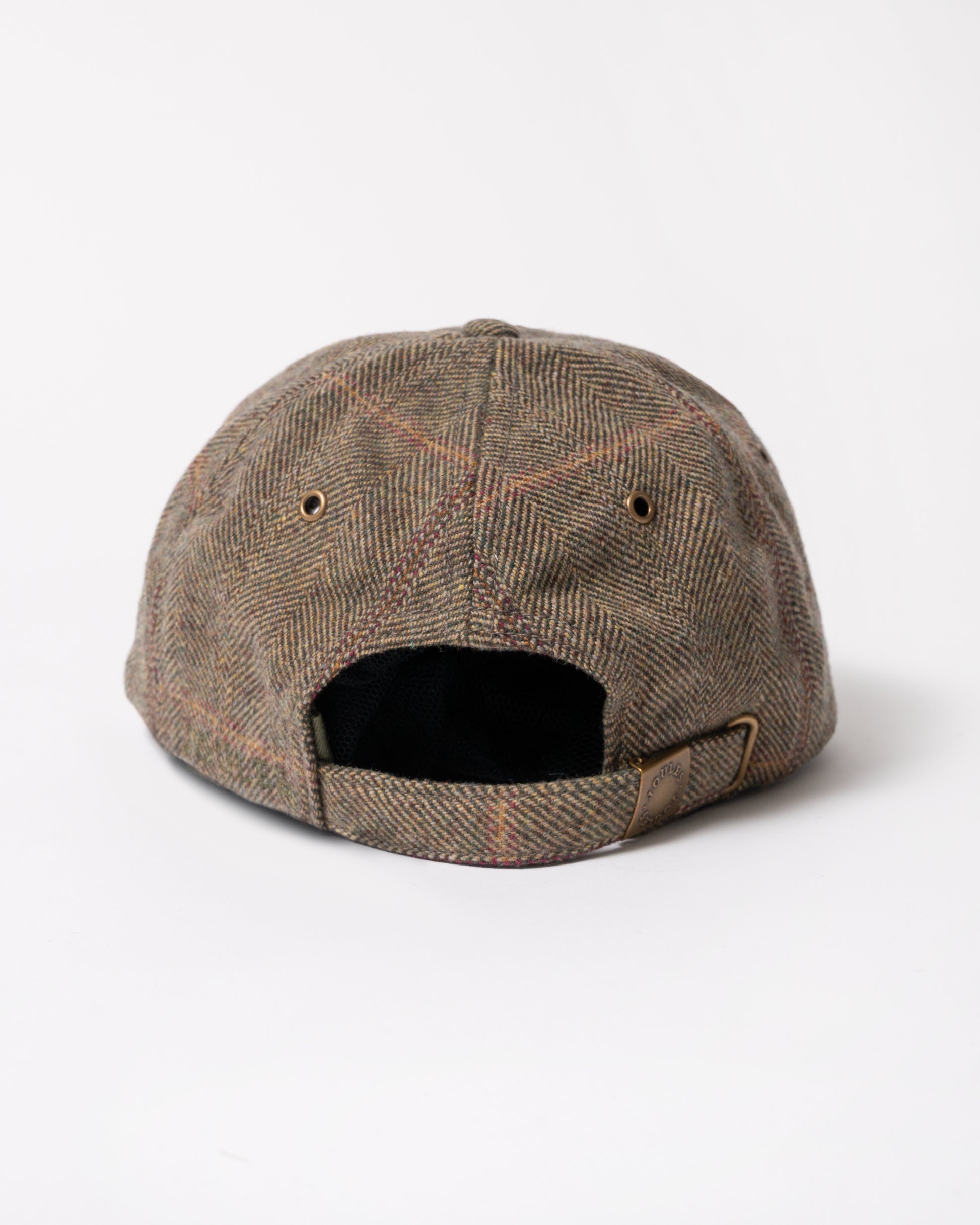 back of a Joules Perry Womens Tweed Baseball Cap in Khaki Tweed