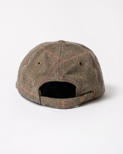 back of a Joules Perry Womens Tweed Baseball Cap in Khaki Tweed