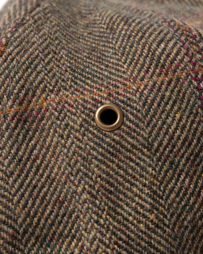 vent eyelet detail of Joules Perry Womens Tweed Baseball Cap in Khaki Tweed