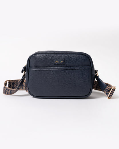 Joules Trent Womens Faux Leather Crossbody Bag in Navy