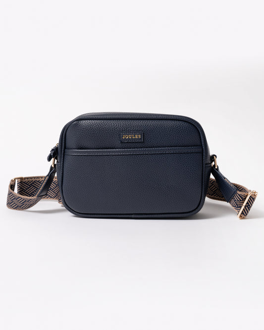 Joules Trent Womens Faux Leather Crossbody Bag in Navy