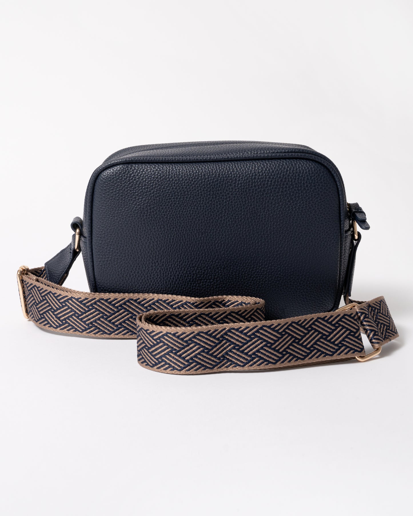 back of  Joules Trent Womens Faux Leather Crossbody Bag in Navy