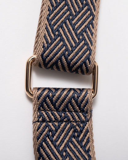strap detail of Joules Trent Womens Faux Leather Crossbody Bag in Navy