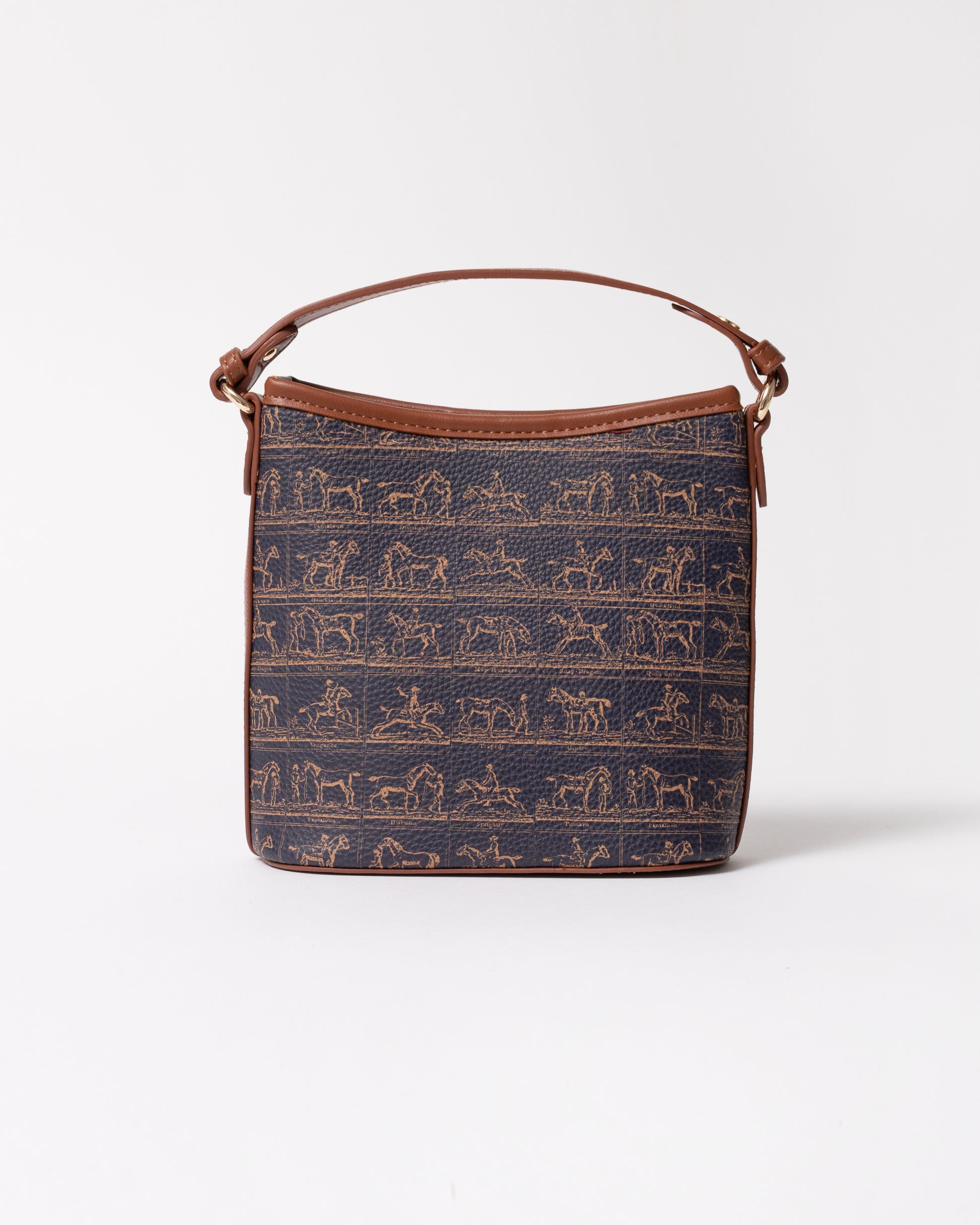 back of a Joules Womens Bucket Bag in Navy Horse