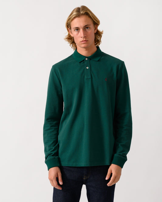 Joules Woody Mens Long Sleeve Polo Shirt - Green