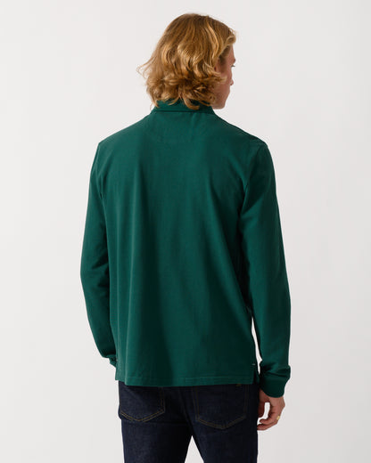 Joules Woody Mens Long Sleeve Polo Shirt - Green | CHO | Designer Mens Long Sleeve Polo Shirts