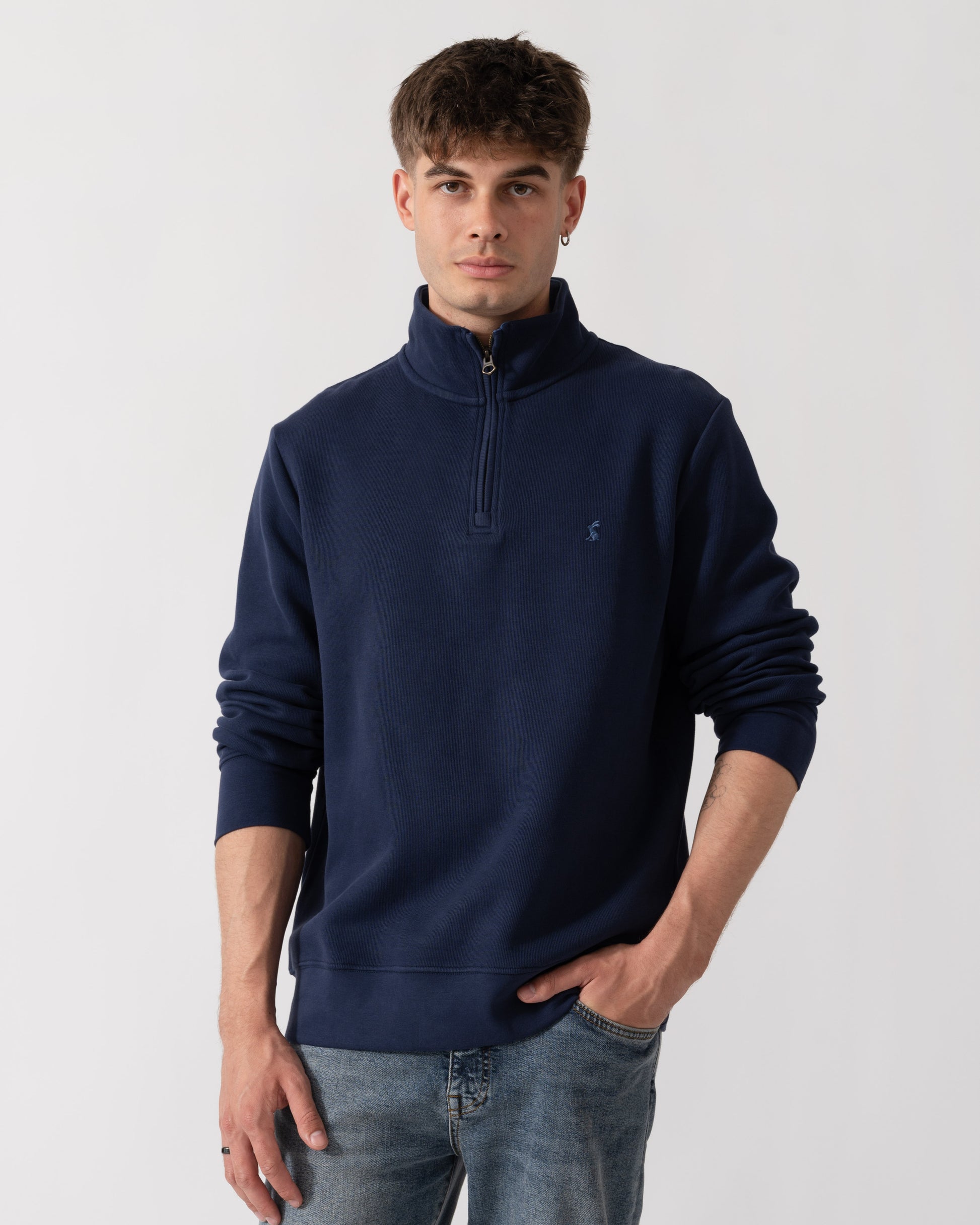 Joules Alistair Mens 1/4 Zip Sweatshirt - Navy front