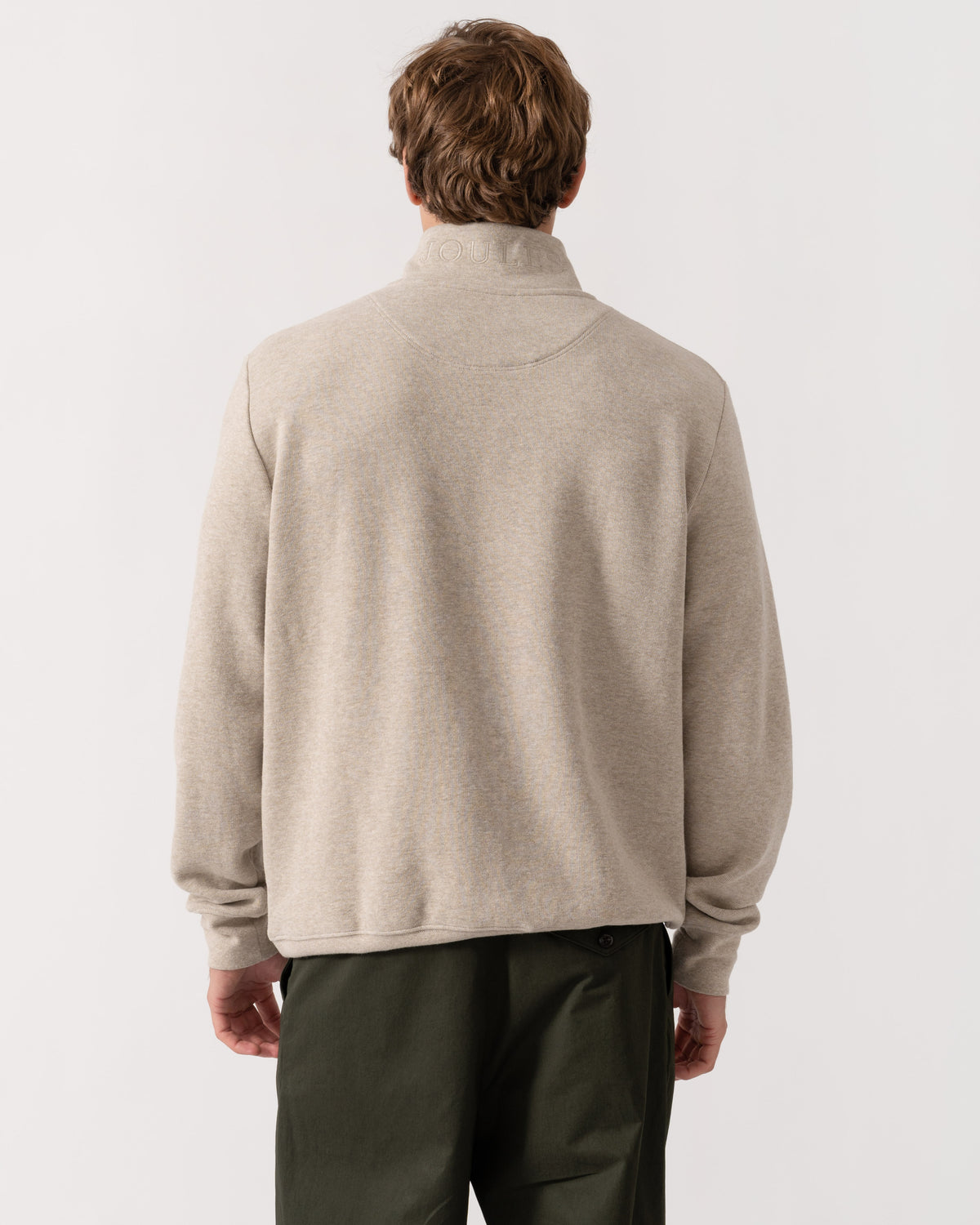 Back of Joules Alistair Mens 1/4 Zip Sweatshirt - Oatmeal