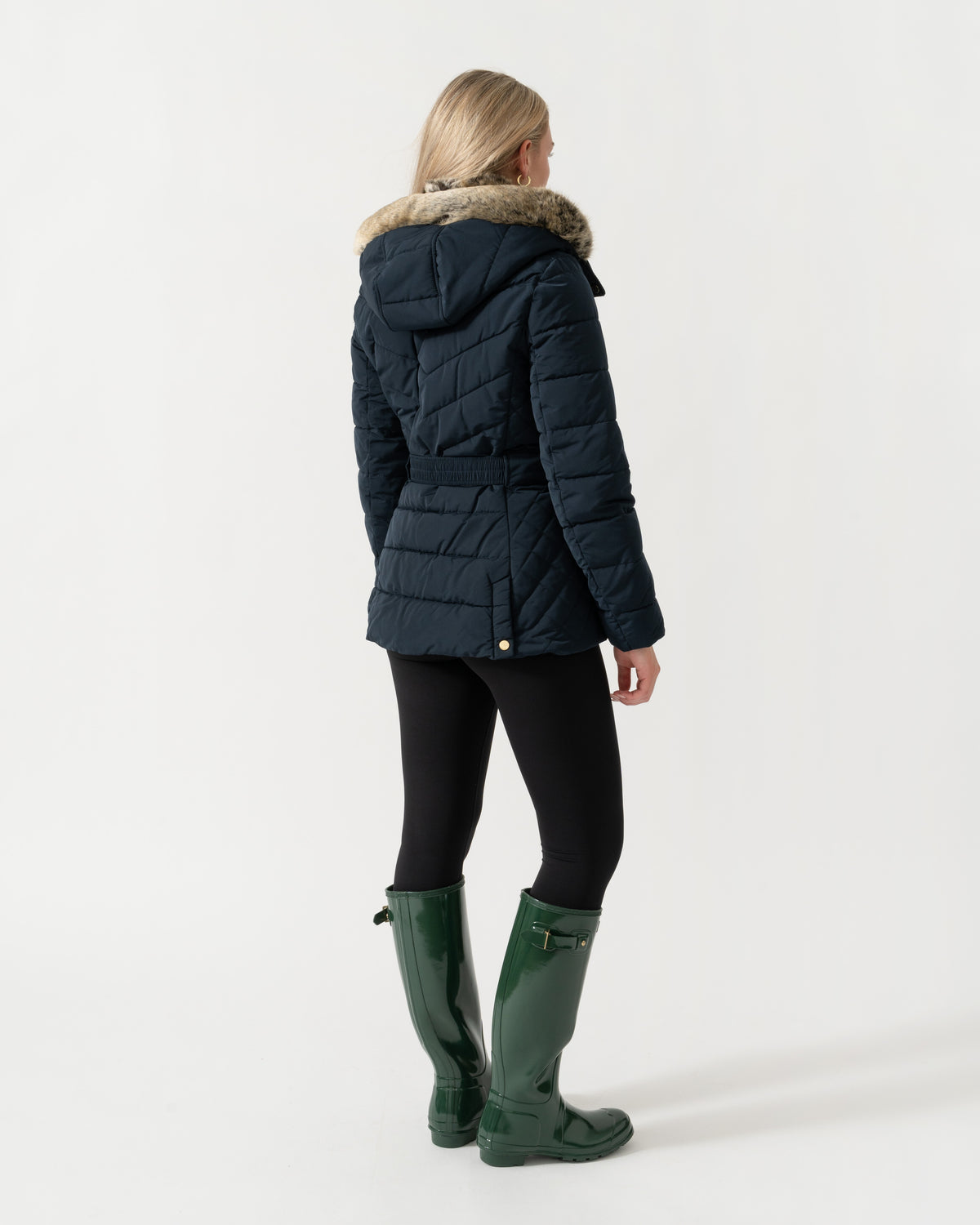 Back of the Joules Aspen Womens Parka - Navy