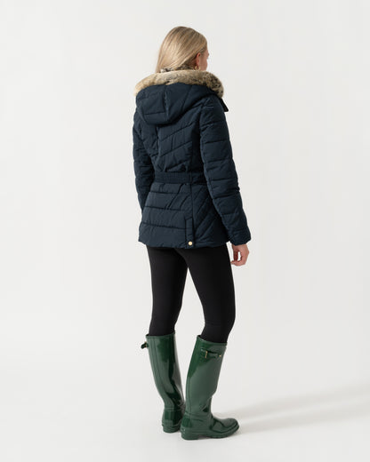 Back of the Joules Aspen Womens Parka - Navy
