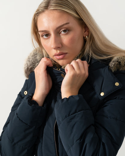 Collar on the Joules Aspen Womens Parka - Navy