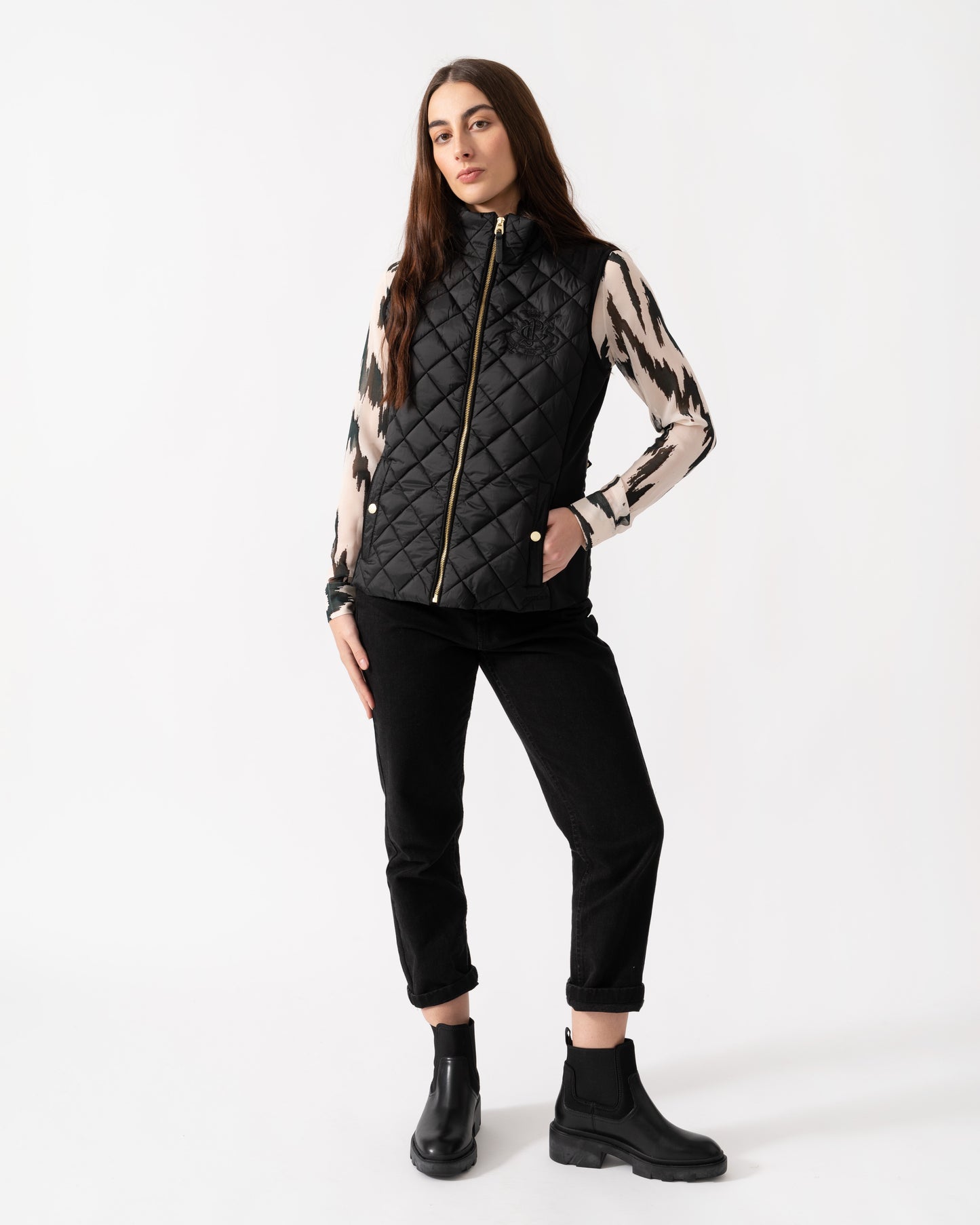 Joules Braemar Luxe Womens Quilted Gilet - Black