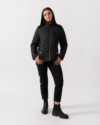 Joules Braemar Luxe Womens Quilted Jacket - Black