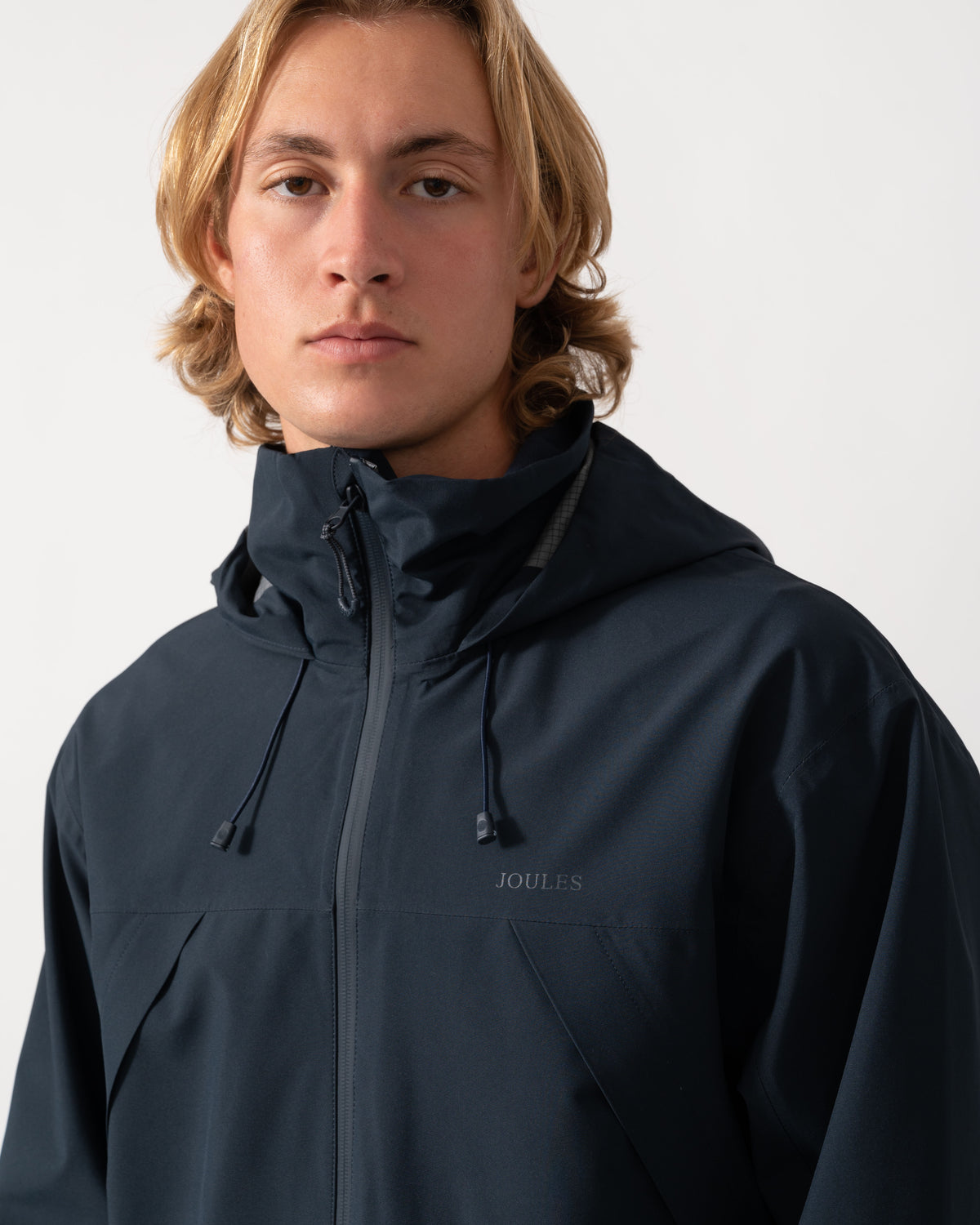 Close up on the Joules Hadley Mens Waterproof Jacket - Navy