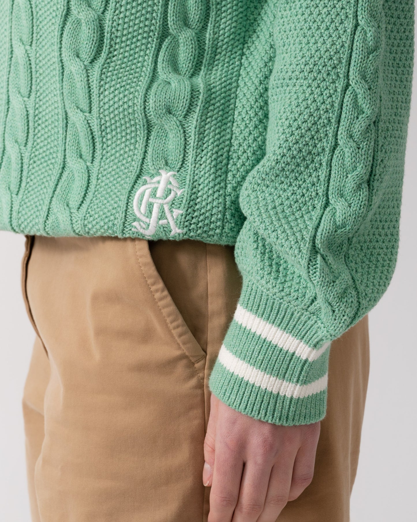 Joules Dibly Womens V-Neck Cable Knit Jumper - Green