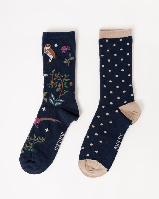 Joules Everyday 2 Pack Womens Socks - Multi Navy